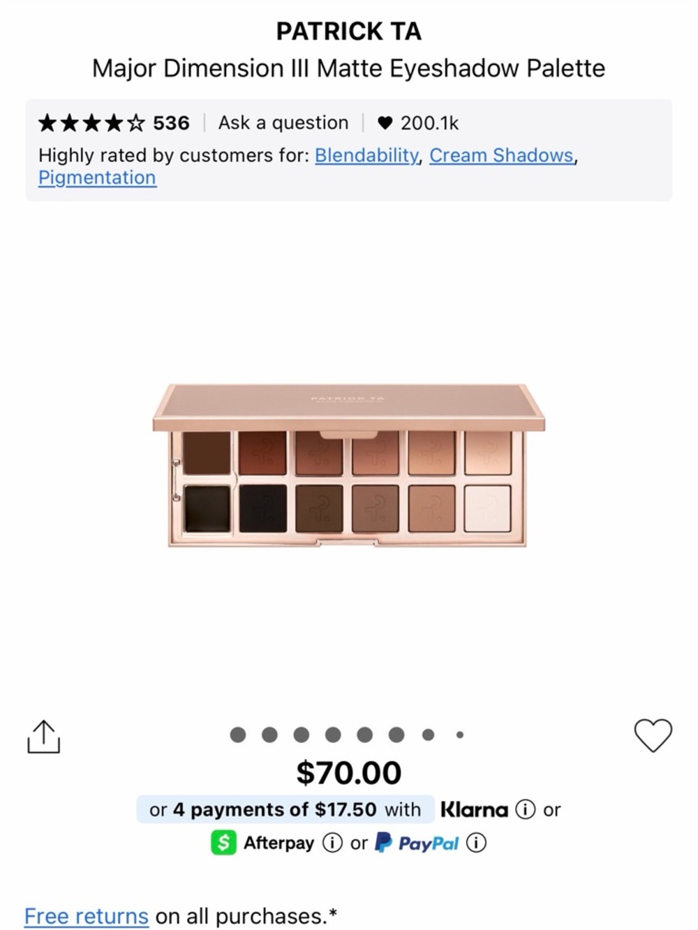 Patrick Ta Major Dimension lll Matte Eyeshadow Palette